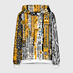 Толстовка-худи мужская Cyberpunk pattern yellow, цвет: 3D-белый