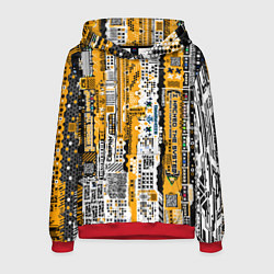 Толстовка-худи мужская Cyberpunk pattern yellow, цвет: 3D-красный