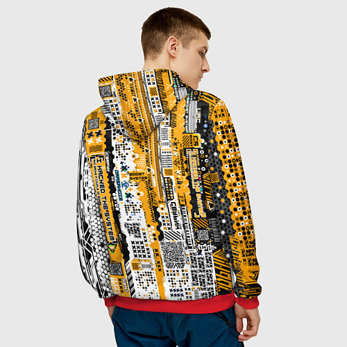 Мужская толстовка Cyberpunk pattern yellow / 3D-Красный – фото 4
