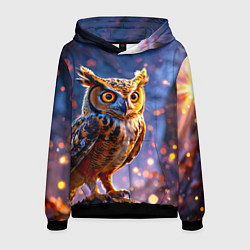 Толстовка-худи мужская Золотистая сова, цвет: 3D-черный