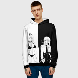 Толстовка-худи мужская Пауэр и мисс Макима -Человек бензопила, цвет: 3D-черный — фото 2