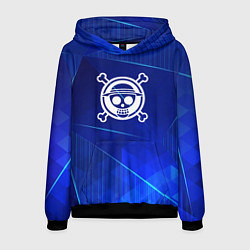 Толстовка-худи мужская One Piece blue poly, цвет: 3D-черный