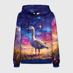 Толстовка-худи мужская Гусь и космос, цвет: 3D-синий