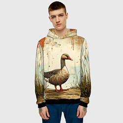 Толстовка-худи мужская Гусь, цвет: 3D-черный — фото 2