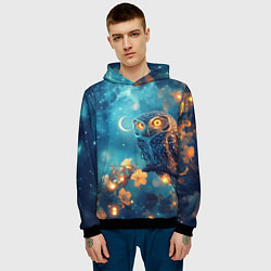 Толстовка-худи мужская Сова на ветке дерева, цвет: 3D-черный — фото 2