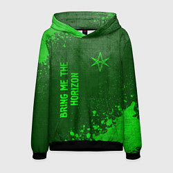 Толстовка-худи мужская Bring Me the Horizon - green gradient вертикально, цвет: 3D-черный