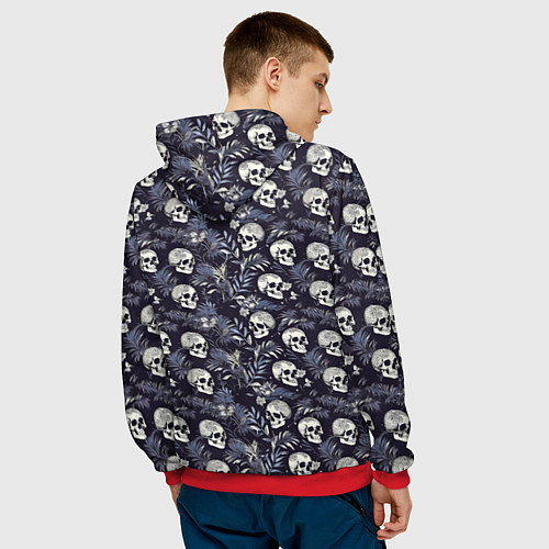 Мужская толстовка Черепа и ветви пальмы / 3D-Красный – фото 4