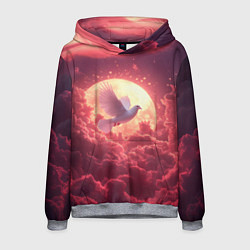 Толстовка-худи мужская Голубь на фоне луны, цвет: 3D-меланж