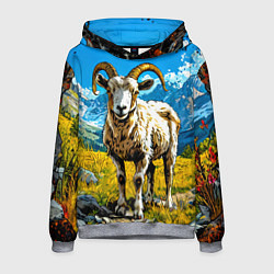 Толстовка-худи мужская Горный козел, цвет: 3D-меланж