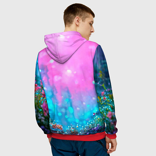 Мужская толстовка Коровка в сказочном лесу / 3D-Красный – фото 4