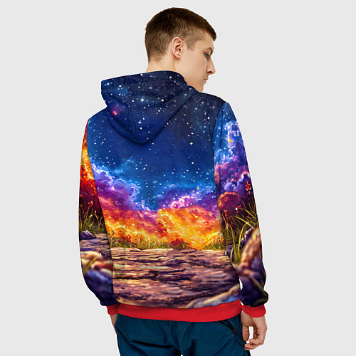 Мужская толстовка Зачик и космическое небо / 3D-Красный – фото 4