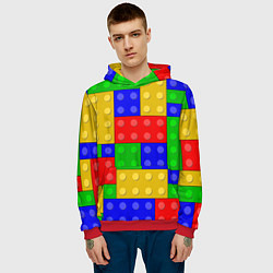 Толстовка-худи мужская Детали Лего, цвет: 3D-красный — фото 2