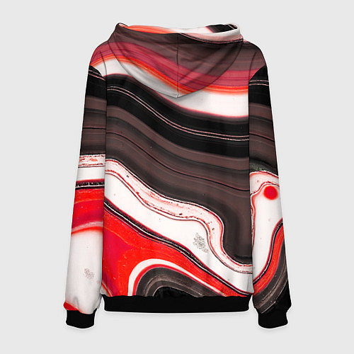 Мужская толстовка Волнистые горизонтальные чёрно-красные полосы на б / 3D-Черный – фото 2