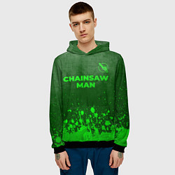 Толстовка-худи мужская Chainsaw Man - green gradient посередине, цвет: 3D-черный — фото 2