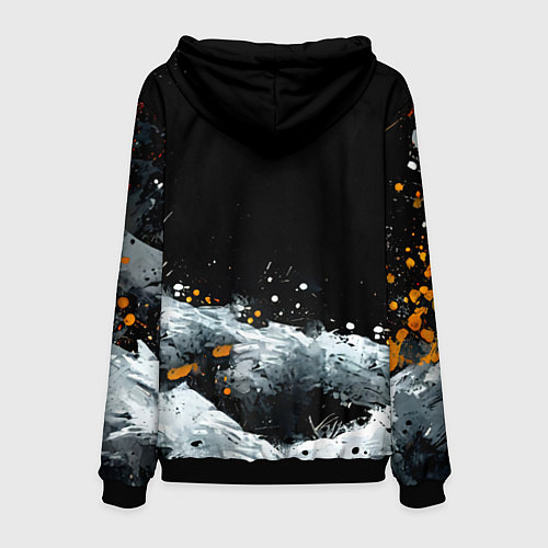 Мужская толстовка Песец на черном / 3D-Черный – фото 2