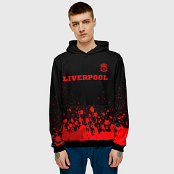 Толстовка-худи мужская Liverpool - red gradient посередине, цвет: 3D-черный — фото 2