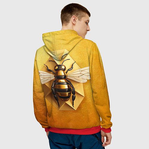 Мужская толстовка Пчела на золоте / 3D-Красный – фото 4