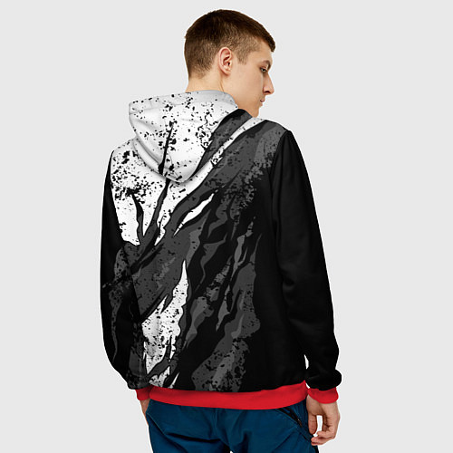 Мужская толстовка Toyota - белый разрыв / 3D-Красный – фото 4