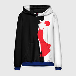 Толстовка-худи мужская Девушка в красном платье, цвет: 3D-синий