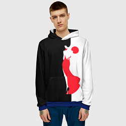 Толстовка-худи мужская Девушка в красном платье, цвет: 3D-синий — фото 2