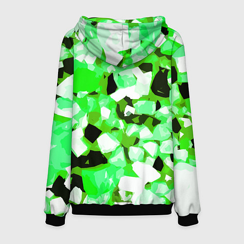 Мужская толстовка Green and white abstraction on a black background / 3D-Черный – фото 2