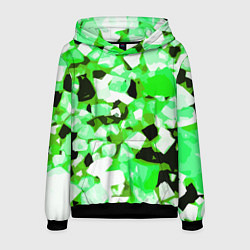 Толстовка-худи мужская Green and white abstraction on a black background, цвет: 3D-черный