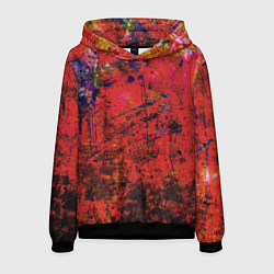 Толстовка-худи мужская Абстракция - dark red grunge, цвет: 3D-черный