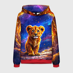 Толстовка-худи мужская Львенок в звездную ночь, цвет: 3D-красный