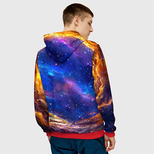 Мужская толстовка Львенок в звездную ночь / 3D-Красный – фото 4