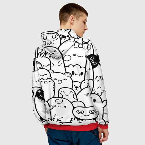 Мужская толстовка Doodle monsters / 3D-Красный – фото 4