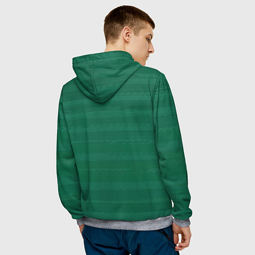 Мужская толстовка Тёмный зелёный текстурные полосы / 3D-Меланж – фото 4