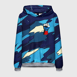 Толстовка-худи мужская Синий камуфляж русская сила, цвет: 3D-меланж