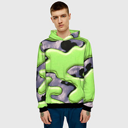 Толстовка-худи мужская Зеленый объемный камуфляж, цвет: 3D-черный — фото 2