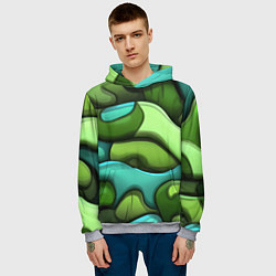 Толстовка-худи мужская Объемные камуфляжные полосы, цвет: 3D-меланж — фото 2