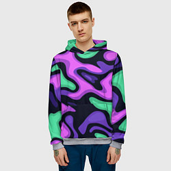 Толстовка-худи мужская Разноцветный эмоциональный камуфлляж, цвет: 3D-меланж — фото 2