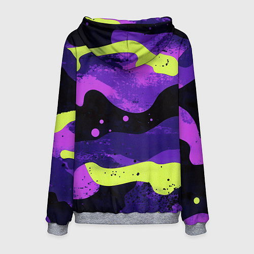 Мужская толстовка Черно-фиолетовый камуфляж и золотой герб РФ / 3D-Меланж – фото 2