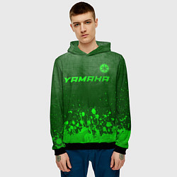 Толстовка-худи мужская Yamaha - green gradient посередине, цвет: 3D-черный — фото 2