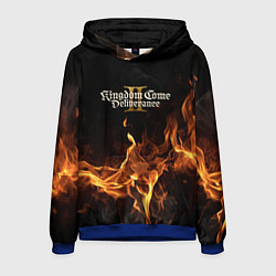 Толстовка-худи мужская Kingdom Come Deliverance 2 лого и огонь, цвет: 3D-синий