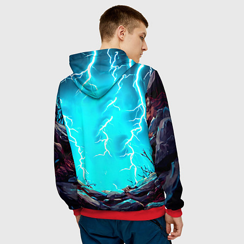 Мужская толстовка Корова в разрядах молнии / 3D-Красный – фото 4