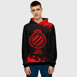 Толстовка-худи мужская Club Brugge - red gradient, цвет: 3D-черный — фото 2