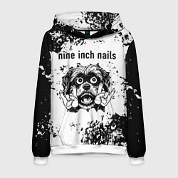 Толстовка-худи мужская Nine Inch Nails - рок пес, цвет: 3D-белый