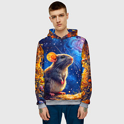 Толстовка-худи мужская Крыса и космическое небо, цвет: 3D-меланж — фото 2