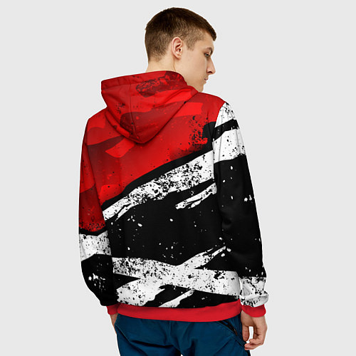 Мужская толстовка Assassins creed: shadows - красная абстракция / 3D-Красный – фото 4