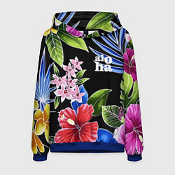 Толстовка-худи мужская Tropical flowers - aloha, цвет: 3D-синий