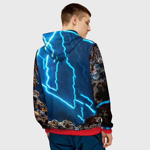 Мужская толстовка Сурикат в разрядах молний / 3D-Красный – фото 4