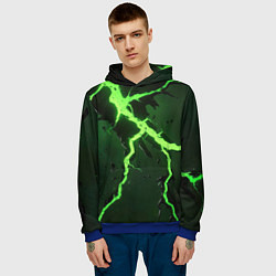 Толстовка-худи мужская Зеленая неоновая молния, цвет: 3D-синий — фото 2
