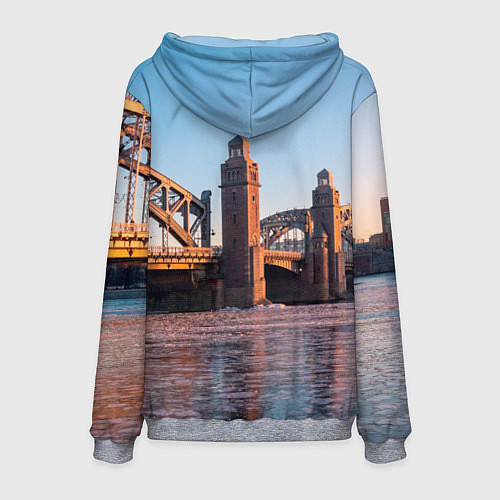 Мужская толстовка Большеохтинский мост в Санкт-Петербурге / 3D-Меланж – фото 2