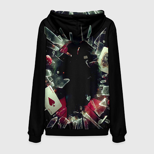 Мужская толстовка Джокер - разбитое стекло / 3D-Черный – фото 2