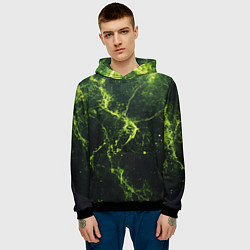Толстовка-худи мужская Зеленые волокна - текстура, цвет: 3D-черный — фото 2