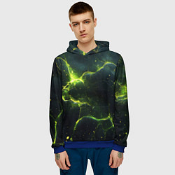 Толстовка-худи мужская Разбитая плита с зеленым светом, цвет: 3D-синий — фото 2